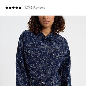 Women’s Navy Floral Denim Jacket and pants
